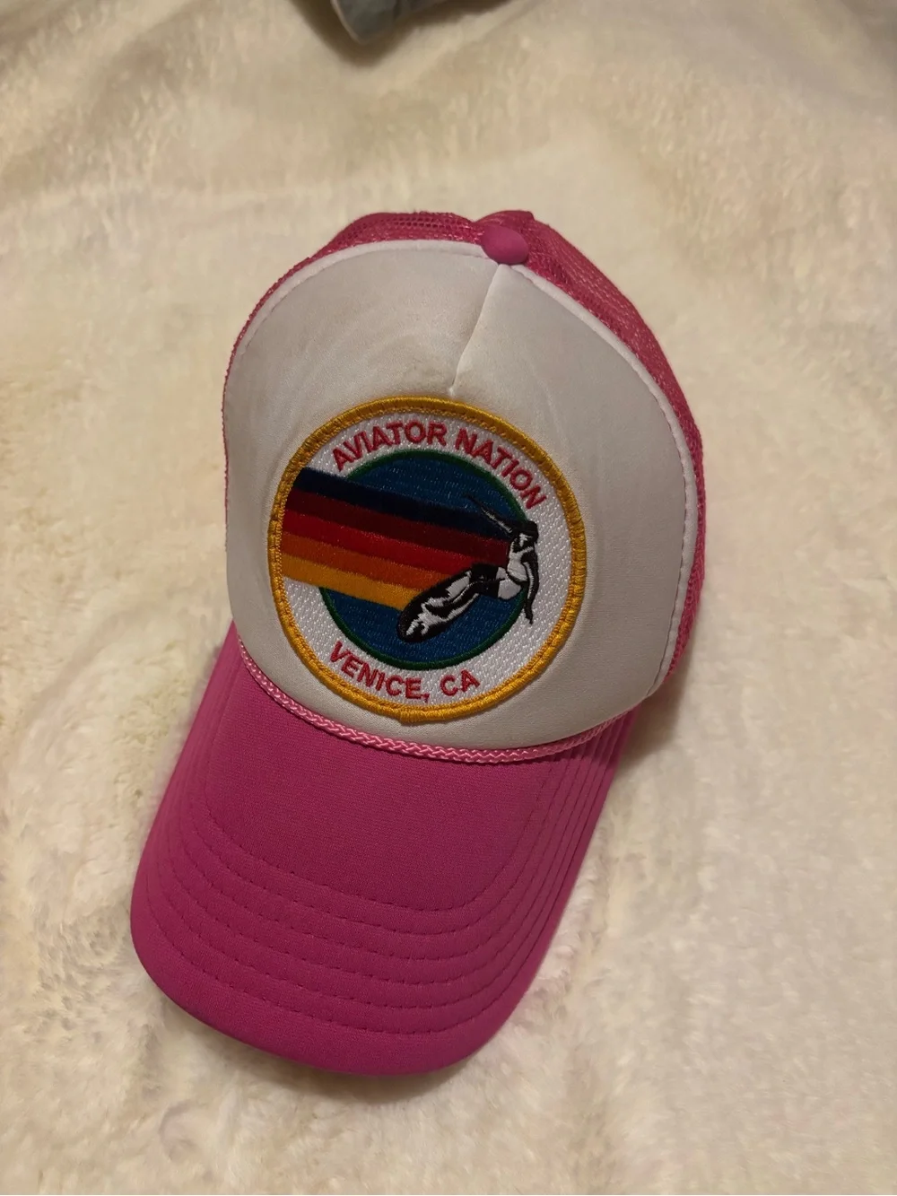 Aviator Nation Venice Rainbow Pink Trucker Hat